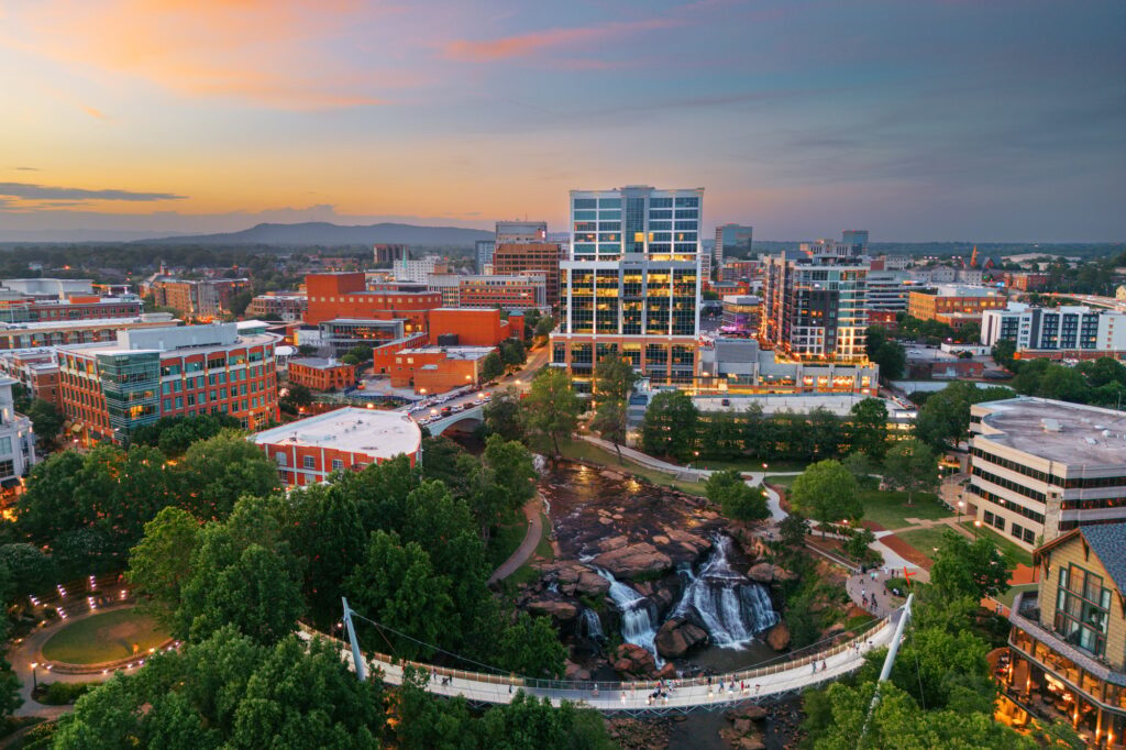 Greenville, South Carolina at Falls Park on Reedy Creek