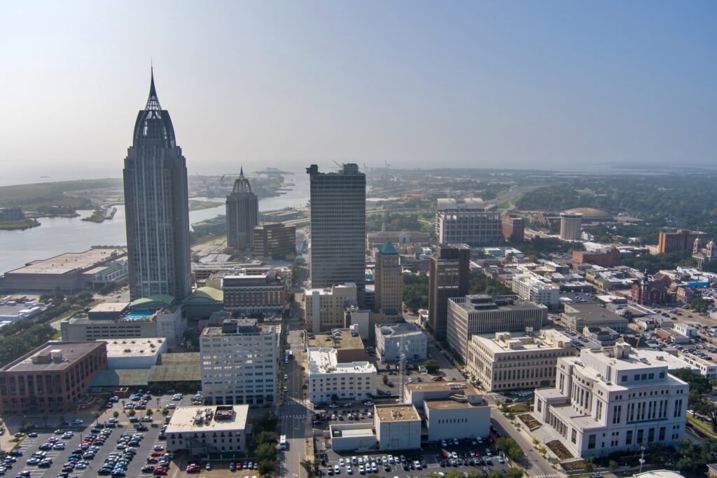 The downtown Mobile, Alabama skyline