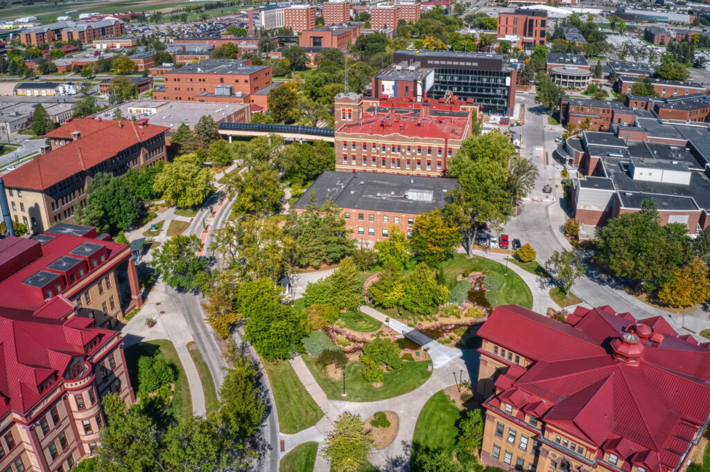 Aerial View of a Large Public University in Fargo, North Dakota