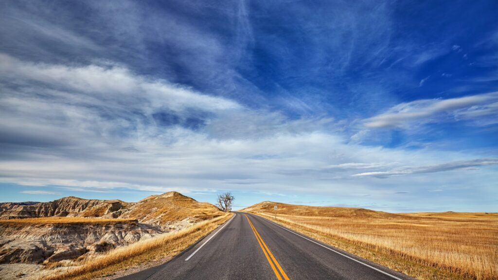 Scenic highway, South Dakota, USA.